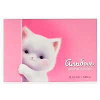 Альбом для рис.12л. ФЕНИКС "Пушистый кот" 69862 глянц.уф-лак,на скобе