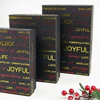 Коробка Микрос 3в1 прямоуг. "Good Luck" фольга на чёрном ч34908 (24,5*17,5*7/22*16*6,5/19*13,5*6см)