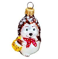 Игрушка ёлочная КОЛОМЕЕВ "Ёжик" ФУ-553 стекло,9см,подар.уп.