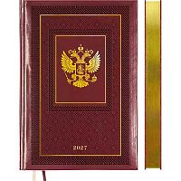 Ежедневник 2027г. А5 168л. deVENTE кож.зам. "Symbol" 2232722 бордо,зол.срез,крем.бум.,подар./к