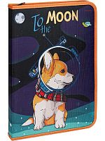 Папка д/труда А4 Проф-Пресс "Корги на луне" ПТР-8973 п/э,печать по ткани,на молнии