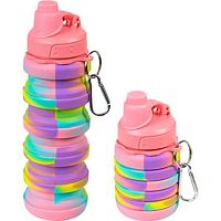 Бутылка складная 500мл deVENTE 8090473 пастел. микс деграде,силик.,с караб.,пласт.крышка,поильн.