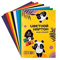 Картон цв. А5  8л. 8цв. КОКОС "Панда" 241822 в папке