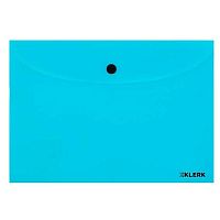 Папка-конверт на кнопке А5 КЛЕРК "Pastel" 241294 непрозр.голубая 180мкм