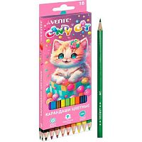 Карандаши 18цв. deVENTE "Candy Cat" 5023411 шестигр.,2М,грифель 2,8мм,к/к