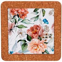 Подставка п/горячее "Пионы" 320-577 керамика,пробка,19см