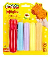 Мел д/асфальта Jumbo  5цв. Каляка-Маляка МАДГДКМ5 кругл.,с бёстками,+держатель,блист.,е/подвес