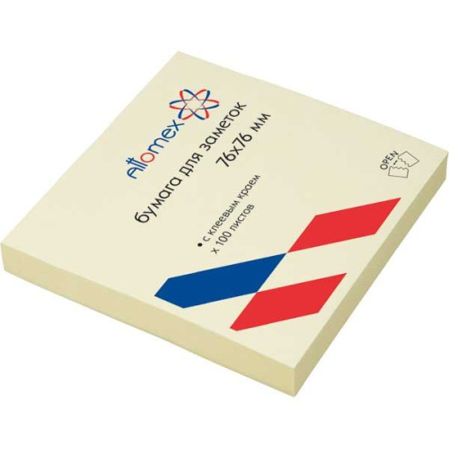 Кл.бумага д/заметок 76*76мм ATTOMEX  80л. 2010701 жёлтая