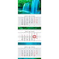 Календарь кварт. 2026г. ХАТ Люкс "Красота водопада" 34313 3-х бл.,3гр.,бег.,80г/м2, 29,7*75,8см
