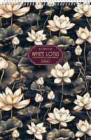 Блокнот А4  60л. ХАТ спираль "Белый лотос" 35116 клетка,мел.карт.,жёст.подл.,уф-лак