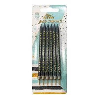 Свечи д/торта Микрос "Золотые звёзды" Ч54410 (6шт) с держателями,12,5см