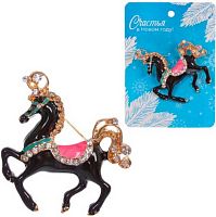 Брошь Символ года 2026 "Best Podarok - Лунная Тень" 654-0323 чёрный,4*4см