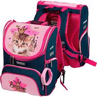 Ранец deVENTE "Mini. Cat Princess" 7030215 жёст.спинка,35*26*20см,800гр.+эл.часы