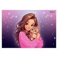 Клеёнка д/труда КОКОС 50*70см "Милашка с котиком" 260583 ПВХ,120мкм