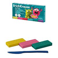 Пластилин  6цв.,108гр. EK "Jolly Friends Glitter" 65448 с блестками,со стеком