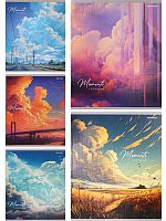 Тетрадь 48л. (клетка) Проф-Пресс "Облачный пейзаж" 48-5137 цв.мел.обл.,лён