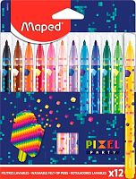 Фломастеры 12цв. MAPED "Pixel party" 845413 суперсмываем.,заблокир.пиш.узел,к/к