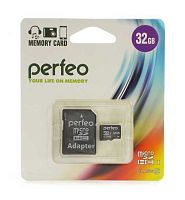 Карта памяти microSD32Гб Perfeo class 10 с адапт.