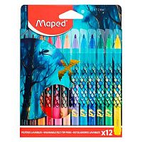Фломастеры 12цв. MAPED "Дракон" 845434 смываем.,заблокир.пиш.узел,к/к е/подвес