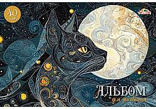 Альбом для рис.40л. АППЛИКА "Чёрная кошка" С0587-36 мел.карт.,блёстки