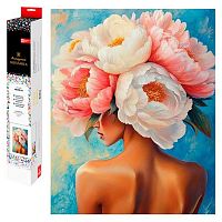 Мозаика алмазная ФЕНИКС "Девушка-пион" 70824 холст,40*50см,полн.выкл.