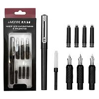 Набор д/каллиграфии  8шт. deVENTE "Art" 5100401 (корп.ручки,3насадк. с пер.,конвертер,3чёрн.картр.)