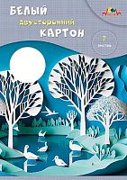 Картон белый мелов. двухстор. А4  7л. АППЛИКА "Белый пейзаж" С0261-27