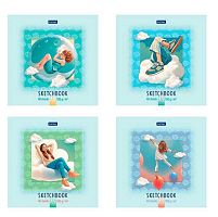 Скетчбук А5  40л. ХАТ Premium "Весь её Мир" б/линовки,мел.карт.,мат.лам.100г/м2,на скобе,асс.