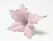 Голова пуансеттии с ножкой для ветки,венка розовый ФРФ 111.714 d-20см