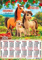 Календарь настенный листовой А2 2026г. ЛИС "Символ года.На душе-счастье" ПО-26-092 мел.,80г/м2 Календарь настенный листовой А2 2026г. ЛИС "Символ года.На душе-счастье" ПО-26-092 мел.,80г/м2