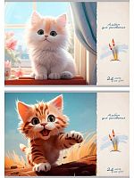 Альбом для рис.24л. Проф-Пресс "Пушистые котики" 24-7502 бл.-офс.,на скобе,асс.