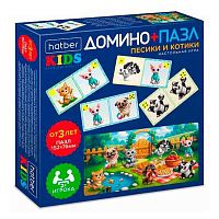 Игра ХАТ "Домино+Пазл. Пёсики и котики" 36156 (28карточек)