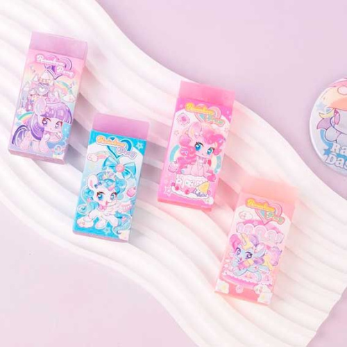Ластик Inmorning "Rainbow Pony" LA MK-8705 PVC,6,5*3*1см,карт.держ.,цв.асс.
