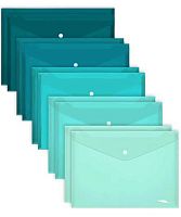 Папка-конверт на кнопке А4 INTELLIGENT "Бирюзовые оттенки" DJ-397 асс.