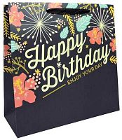 Сумка Санвест картон матовая ламинация 25*25 День рождения. С праздником