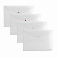 Папка-конверт на кнопке А4 EK "Glossy Clear" 50205 прозр.,глянц.,цв.кнопка,160мкм