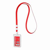 Бейдж EK 63727 вертик.,вставка 54*85мм,книжка,прозр.,красная лента