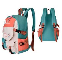 Рюкзак школьный SANVERO BP22002 зелёный-бежевый-коричневый 48*28*18см 1отд.,полиэстер