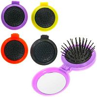 Расчёска массажная складная с зеркалом 450-190 круглая,асс.