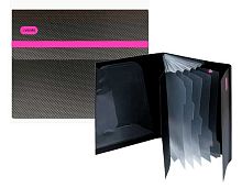 Папка  6отд. deVENTE "MonoChrome" 3078919 чёрн.с неон роз.,на резинке,А4,550мкм,1отд.-А3