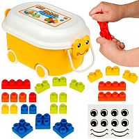 Конструктор мягкий 1TOY Т26764 (24 дет.),в контейнере-тележке,пластик.