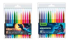 Фломастеры 12цв. SchoolФормат "Микс для мальчиков" ФЛ12-ММК смываемые,кругл.корп.,блист.