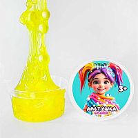 Лизун Слайм "Стекло" Wow жёлтый с шариками  50гр 00-00512605