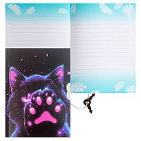 Записная книжка А6  56л. КОКОС "Cosmo Cat" 253015 тв.обл.,мат.лам.,блёстки,замочек,лин.