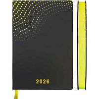 Ежедневник 2026г. А5 168л. deVENTE кож.зам. "Duo" 2332602 чёрн./жёлт.,жёлт.срез,бел.бум.