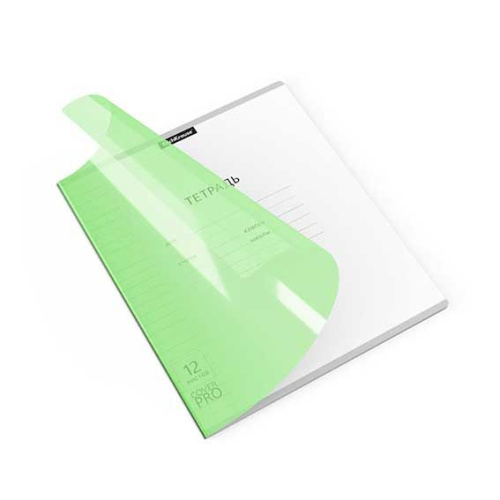 Тетрадь 12л. (линейка) EK пластик.обл. "Классика CoverPrо Neon зелёная" 56349