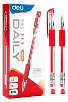 Ручка гелевая DELI "Daily" E6600SRed (1743679) красная,0.5мм,резин.манж.,прозр.корп.