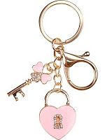 Брелок Миленд "Ключ к сердцу" Т-7506 со стразами,золотистый,9*3,5см