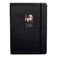 Ежедневник 2026г. А5 176л. INFOLIO кож.зам. "Lucky" I1722emb/black чёрный,интегр.обл.,на резинке