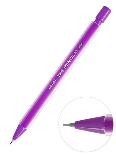 Карандаш авт. 0,7мм Penac "The Pencil" MP0307-VL НВ,фиолетовый корп.,выдвиж.ластик